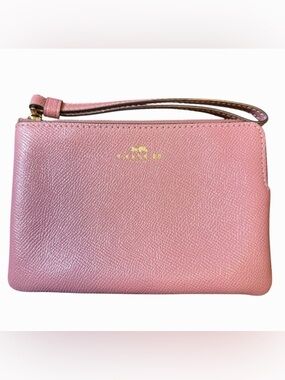 Coach Pink Wristlet Zip Closure with Strap